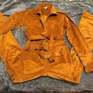 Long sleeve corduroy jumpsuit